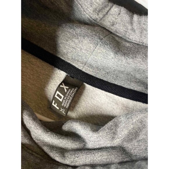 Fox Racing Gray Mock Neck Fleece Pullover Mens M Sweater Arm Spellout - Picture 5 of 8
